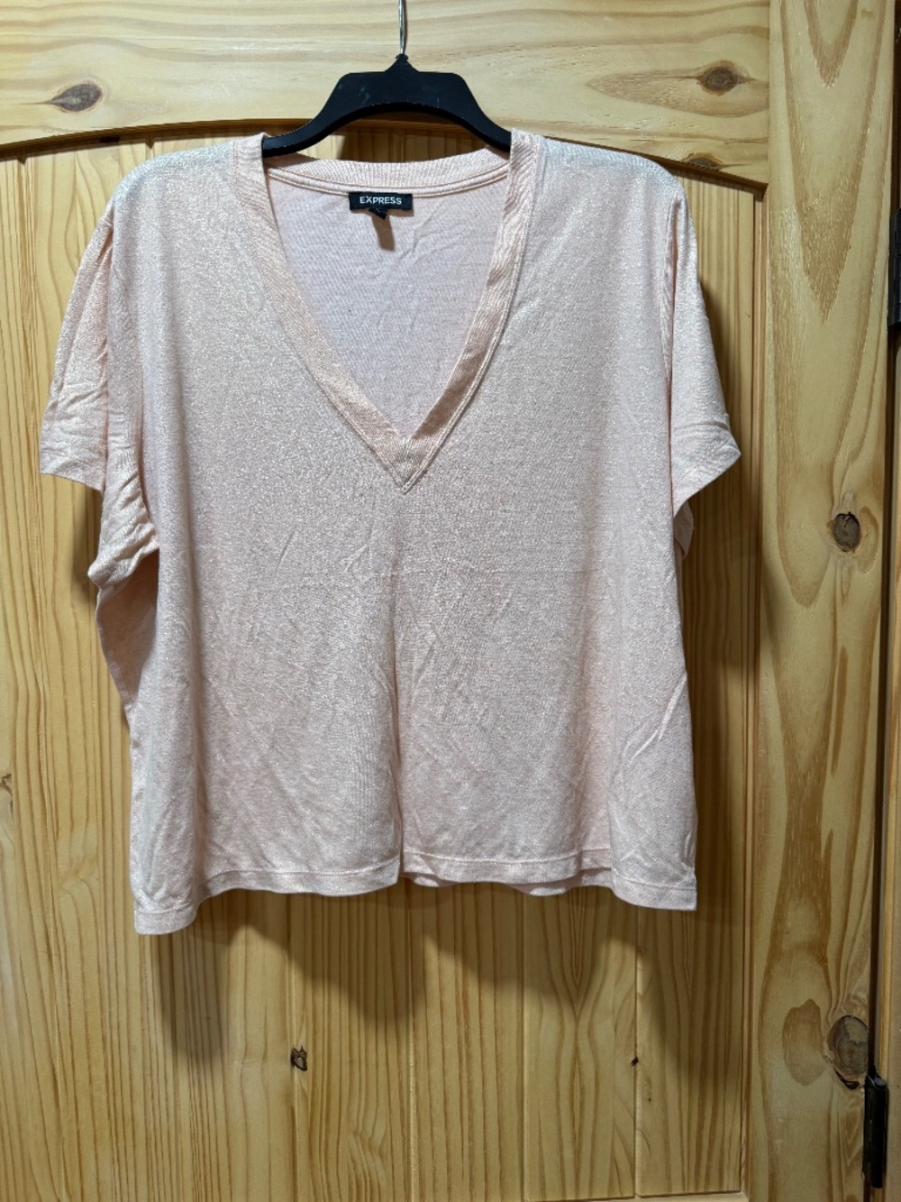 Express shimmer crop top shirt sleeved tee